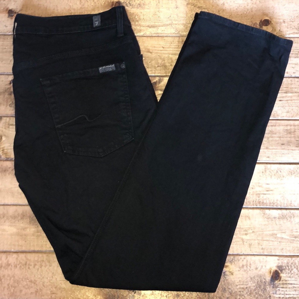 7 for all Mankind Black Slimmy Straight Fit Jeans